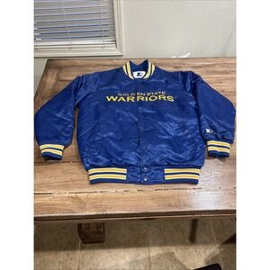 Starter Golden State Warriors Satin Bomber Jacket Sz Large Vintage